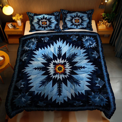 Blue Native Floral Star WN1210032CL Duvet Cover Set