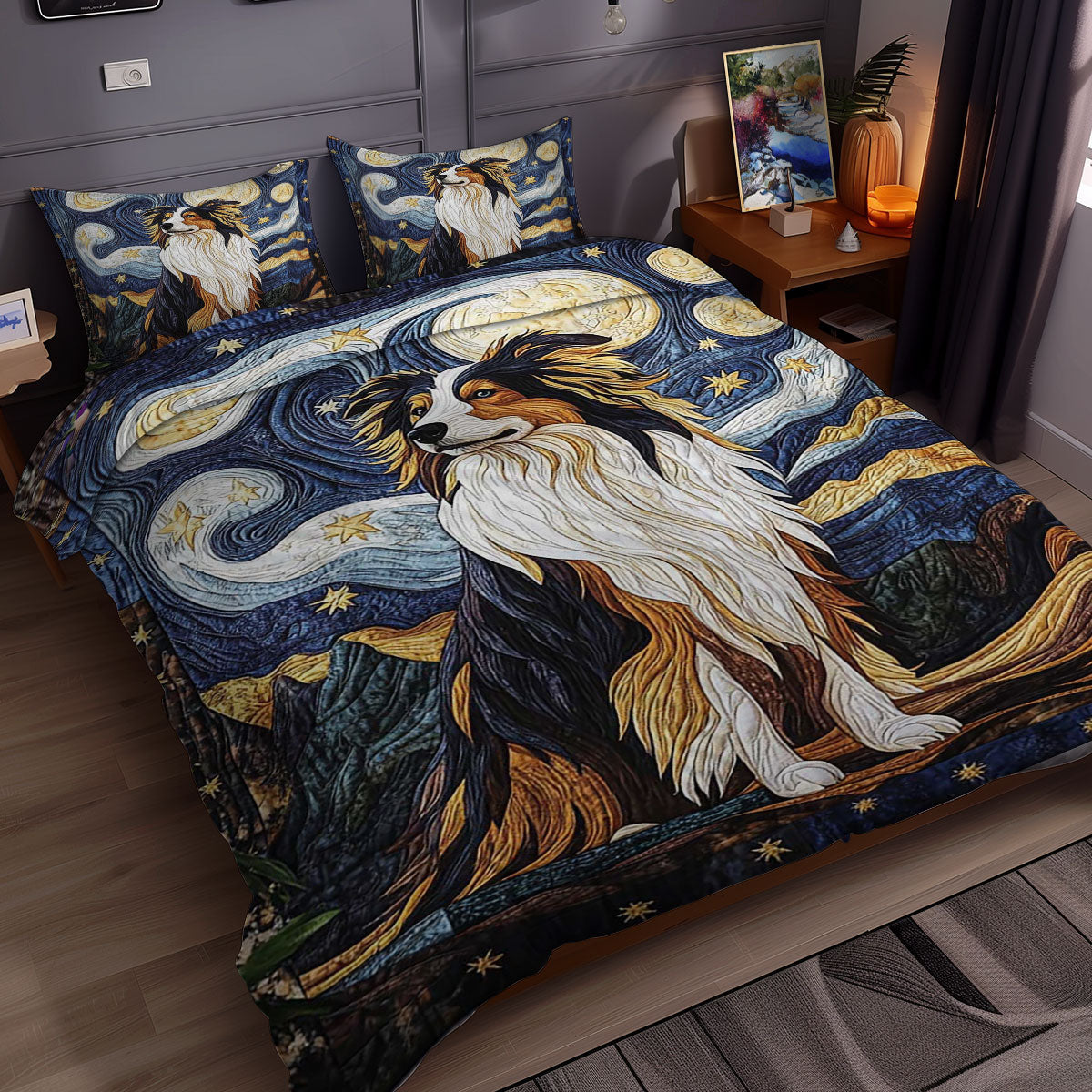 Collies And Starry Nights WN0710076CL Duvet Cover Set