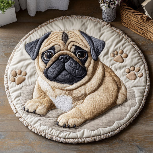 Cute Pug CP2004173CL Quilted Round Mat