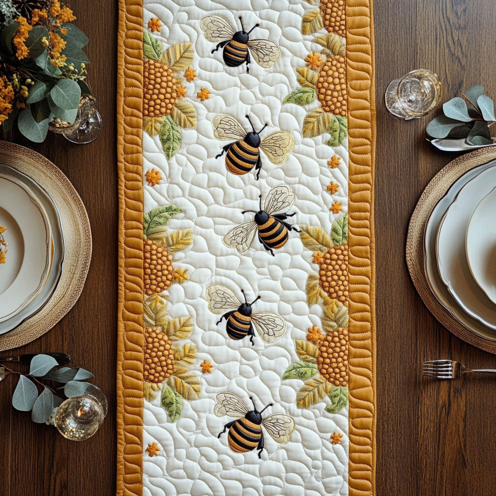 Adorable Beehive CP2304034CL Quilted Table Runner
