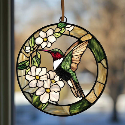 Hummingbird WJ2809041CL Stained Glass Suncatcher