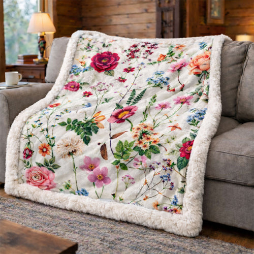 Wildflower Meadow KL2301003CL Faux Fur Throw Blanket