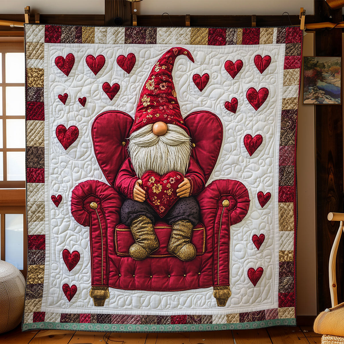 Romantic Chair Gnome WX1112036CL Quilt