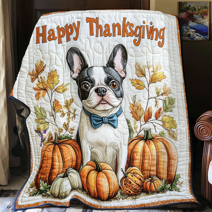 Bull Dog Thanksgiving WY2011042CL Quilt