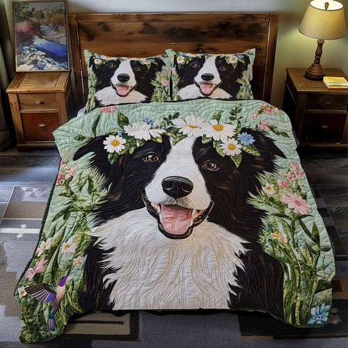 Flower Wreath Border Collie WY1812050CL Duvet Cover Set