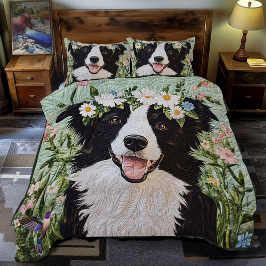 Flower Wreath Border Collie WY1812050CL Duvet Cover Set