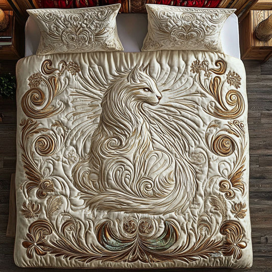 Royal White Cat Portrait WY2101026CL Duvet Cover Set