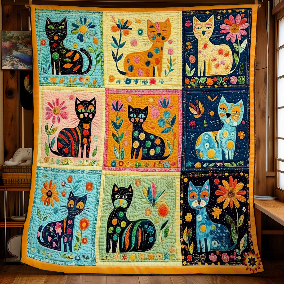 Abstract Cat WY1411012CL Quilt