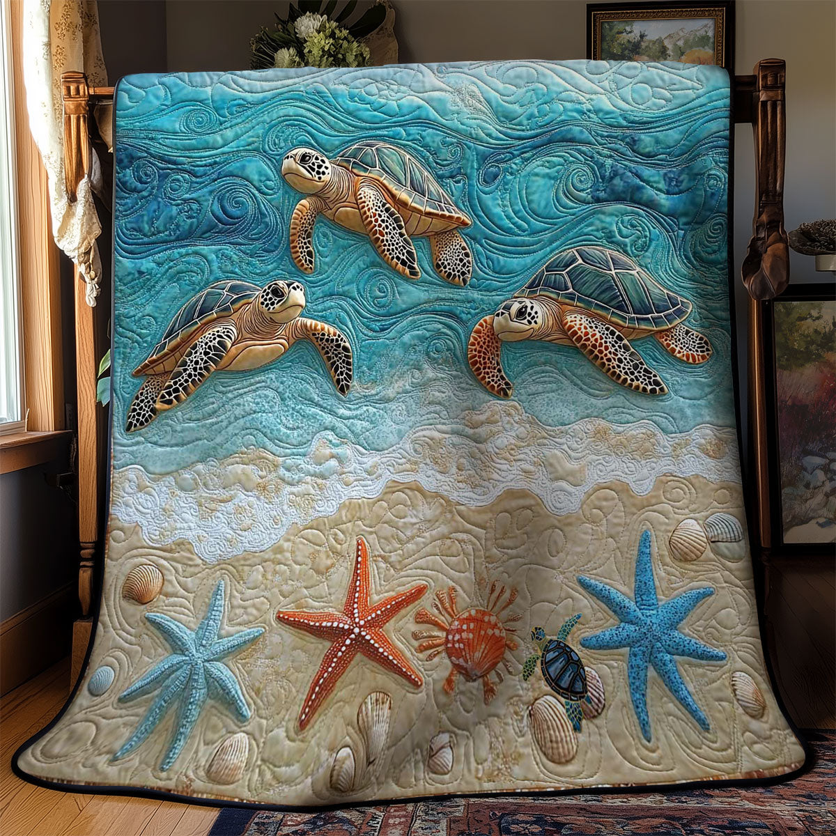 Turtles And Sand Jewels WN1212005CL Quilt