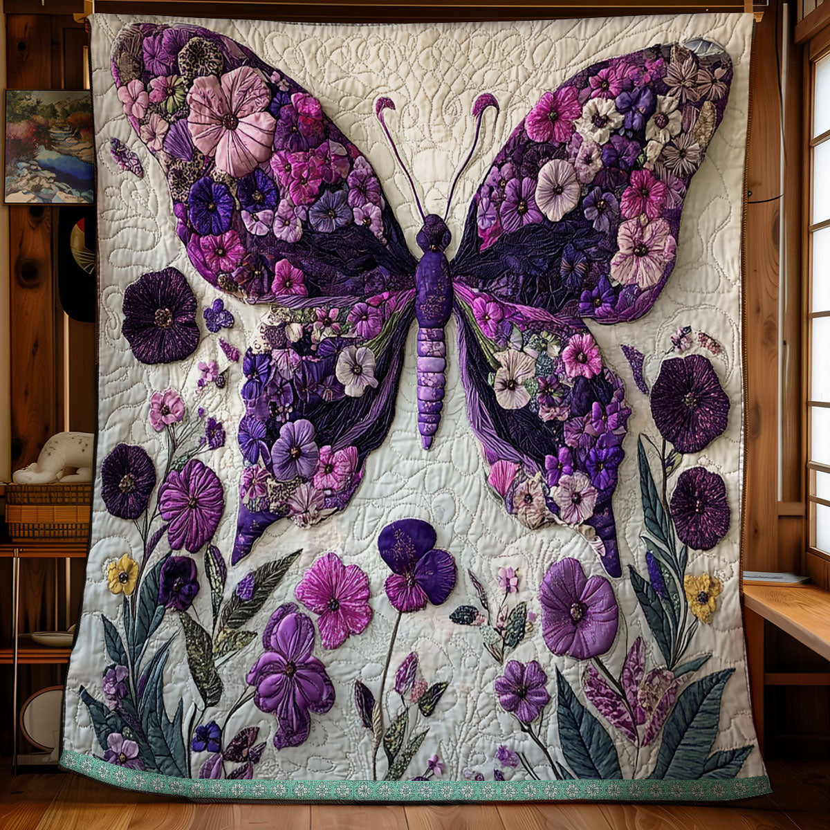 Butterfly Flower WX0512004CL Quilt