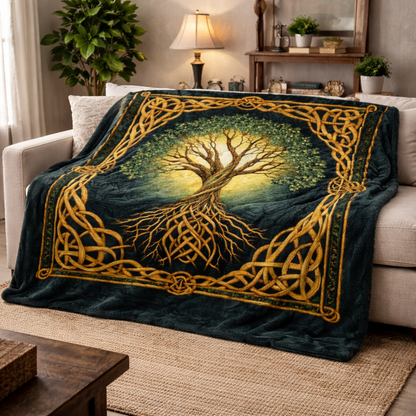 Celtic Tree Of Life QA2401001CL Faux Fur Throw Blanket