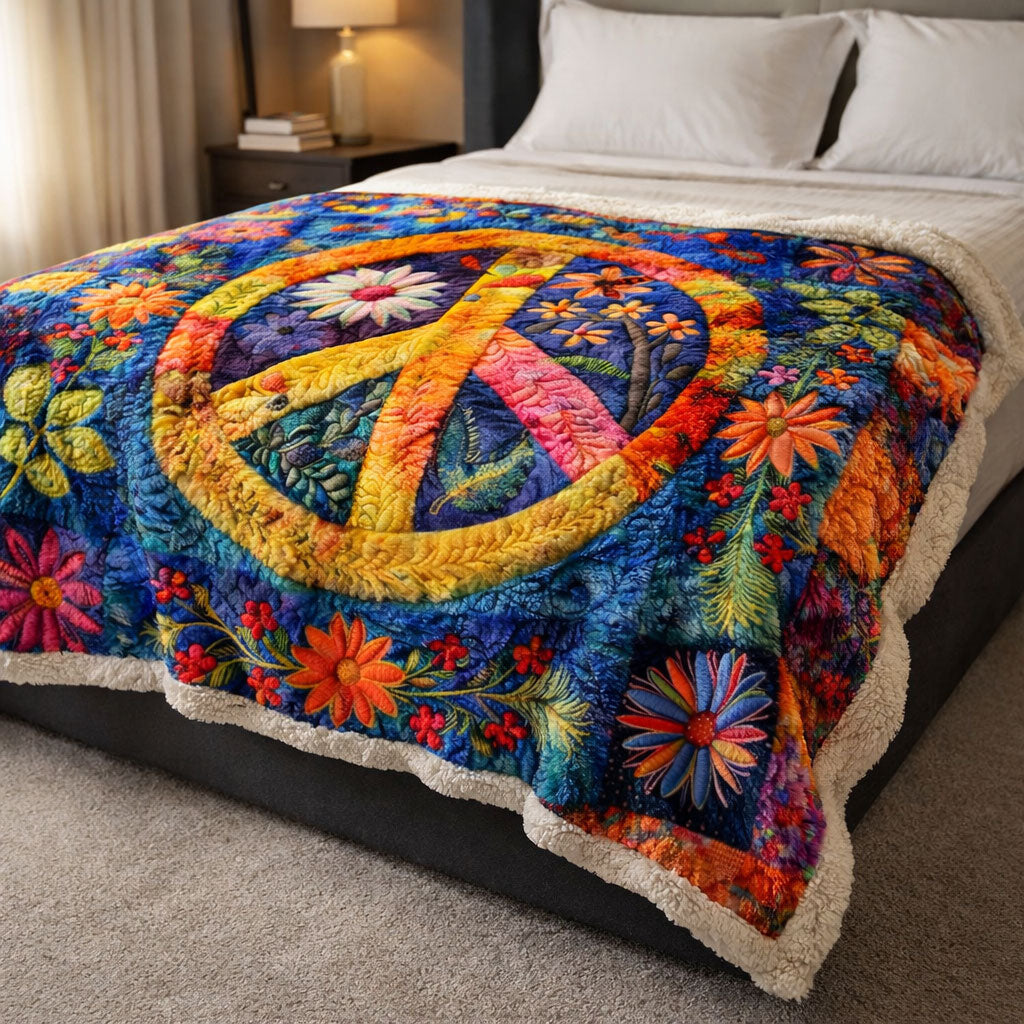 Hippie Peace WN1701001CL Faux Fur Throw Blanket