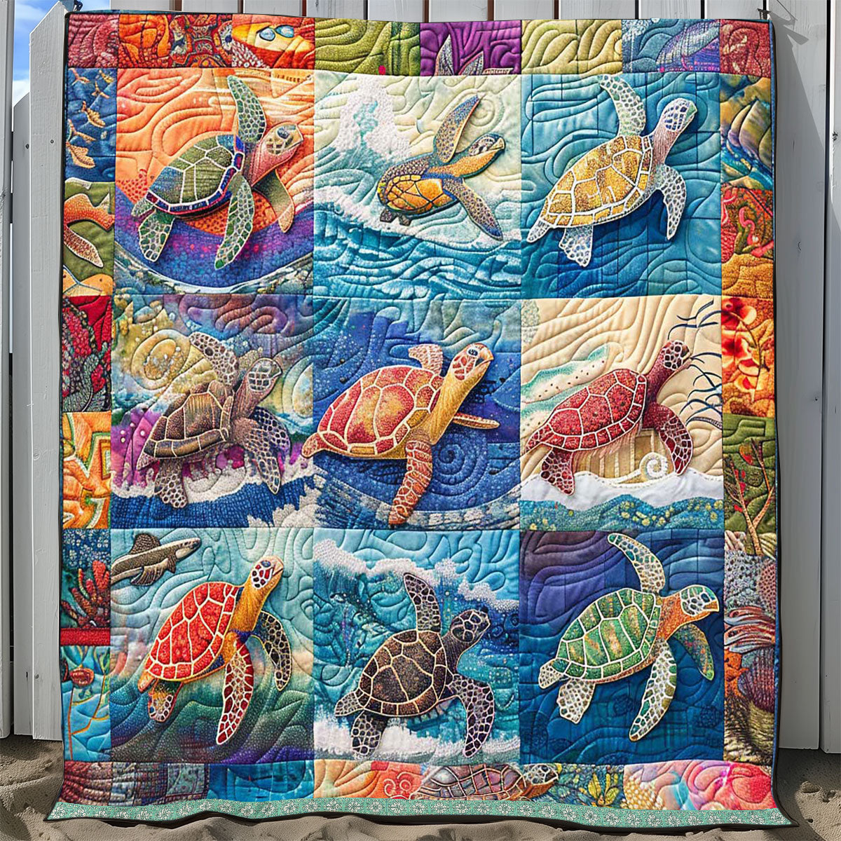 Surfing Turtle WP0409048CL Quilt