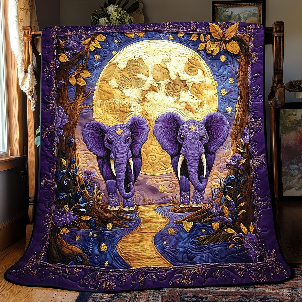 Purple Elephant WX2001073CL Quilt