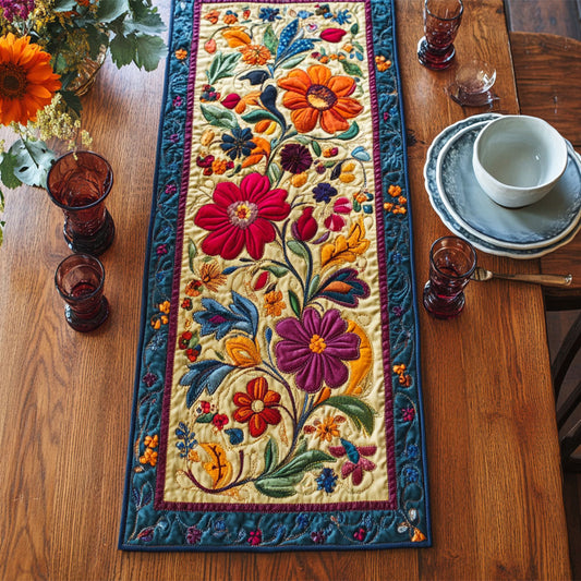 Colorful Flower Garden WY2802044CL Quilted Table Runner