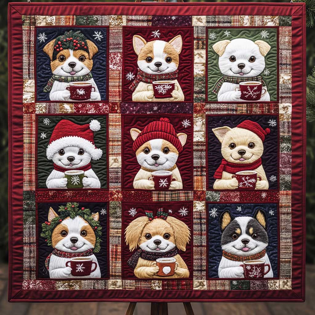 Dogs With Winter Mugs WN3009018CL Quilt