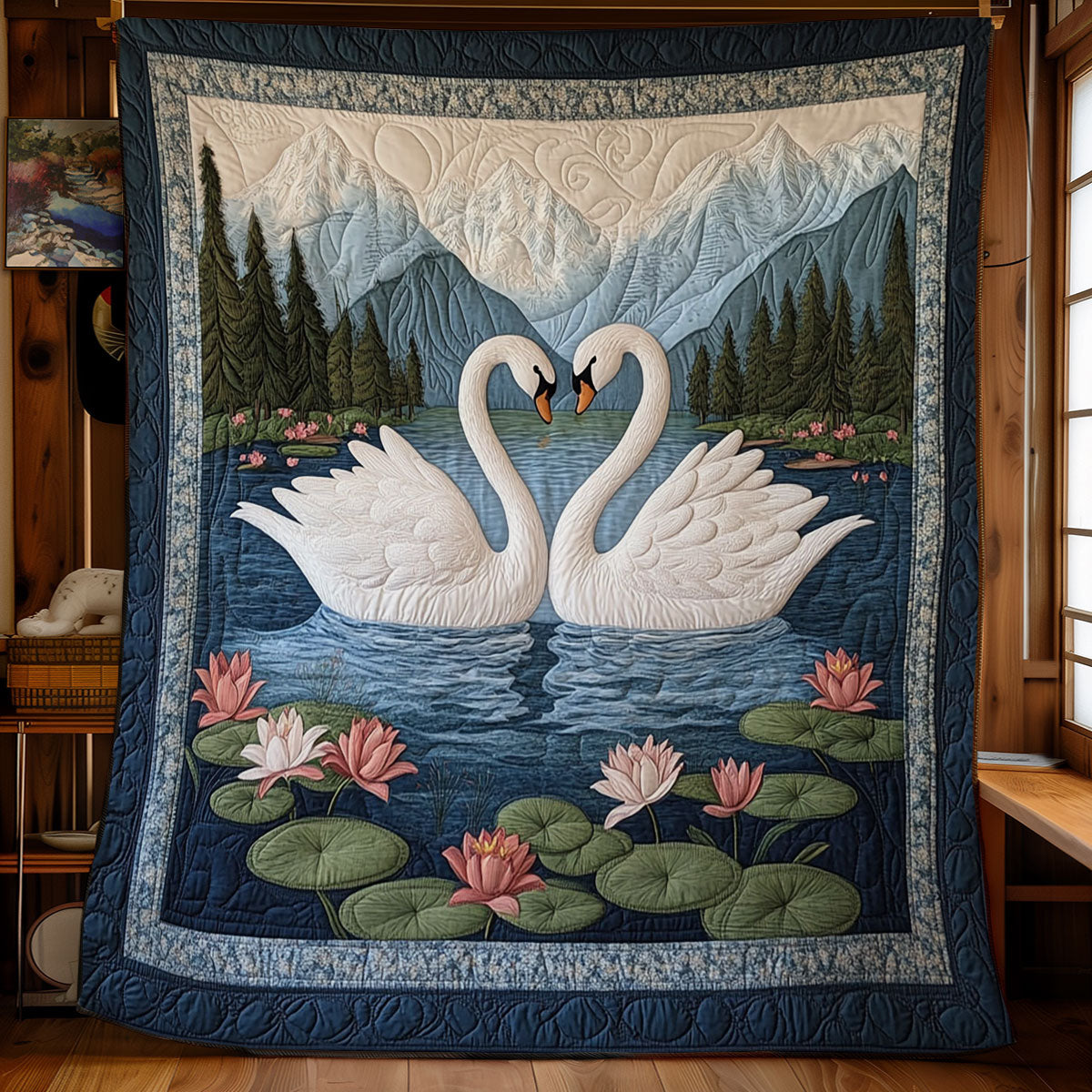 Swan In Lotus Pond WY1302053CL Quilt