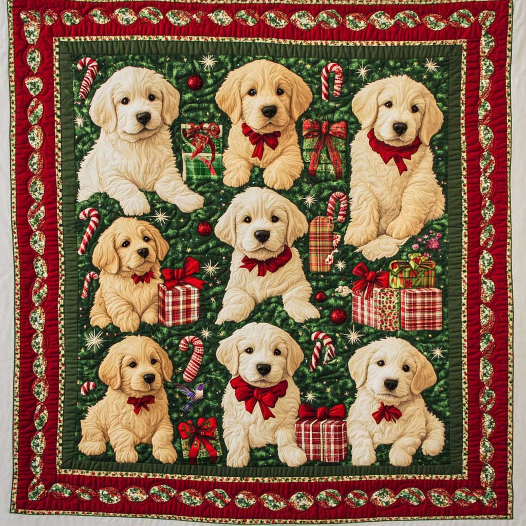 Golden Retriever Puppy Christmas WP0910015CL Quilt