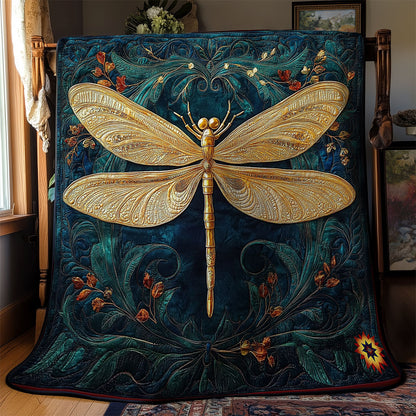 Abstract Gold Dragonfly WY0312016CL Quilt