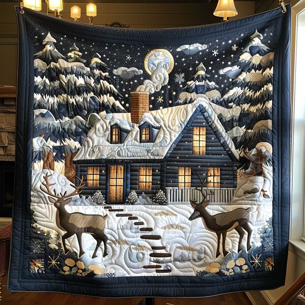 House In Forest Christmas WP3010034CL Quilt