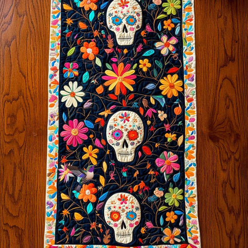 Day Of The Dead Vibrant Skulls WN2610069CL Quilted Table Runner