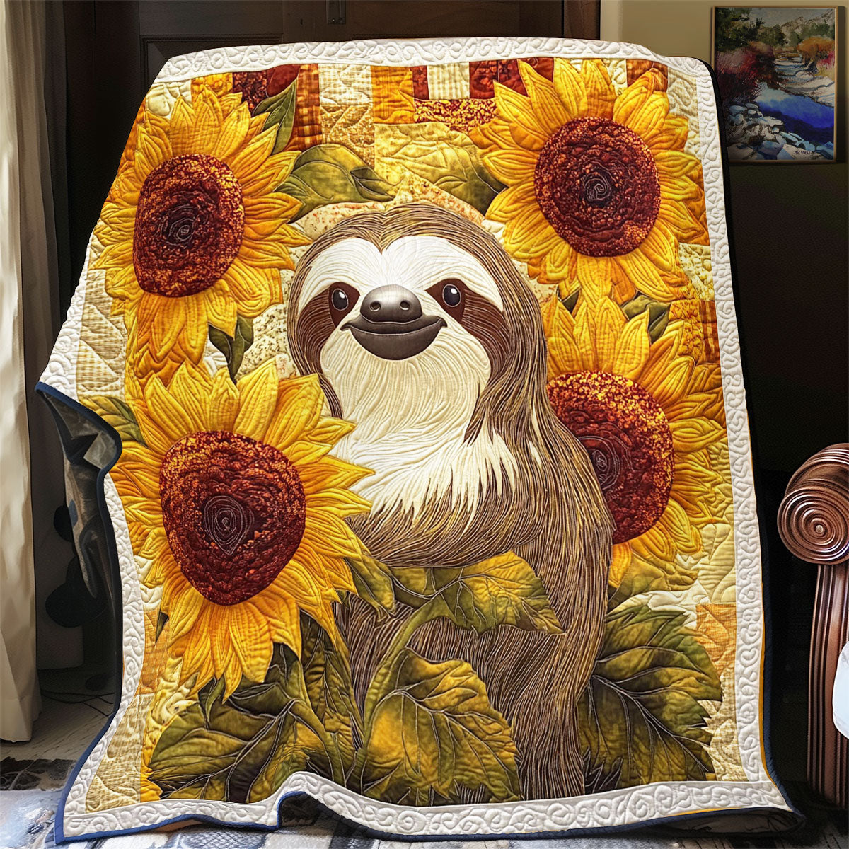 Sunflower And Sloth WY0202067CL Quilt