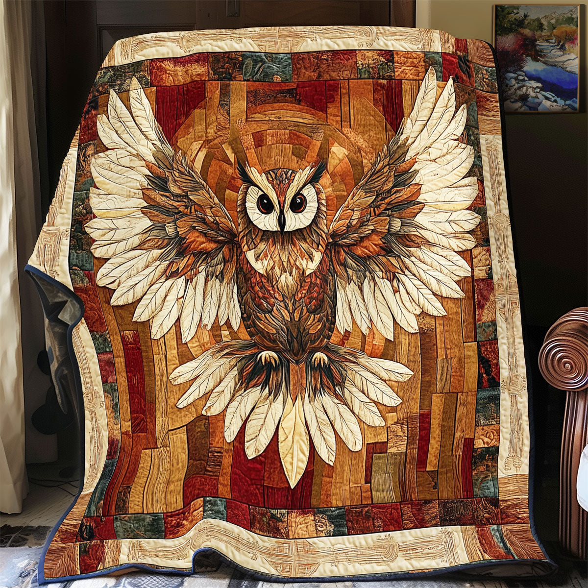 Brown Native Owl WY0301036CL Quilt