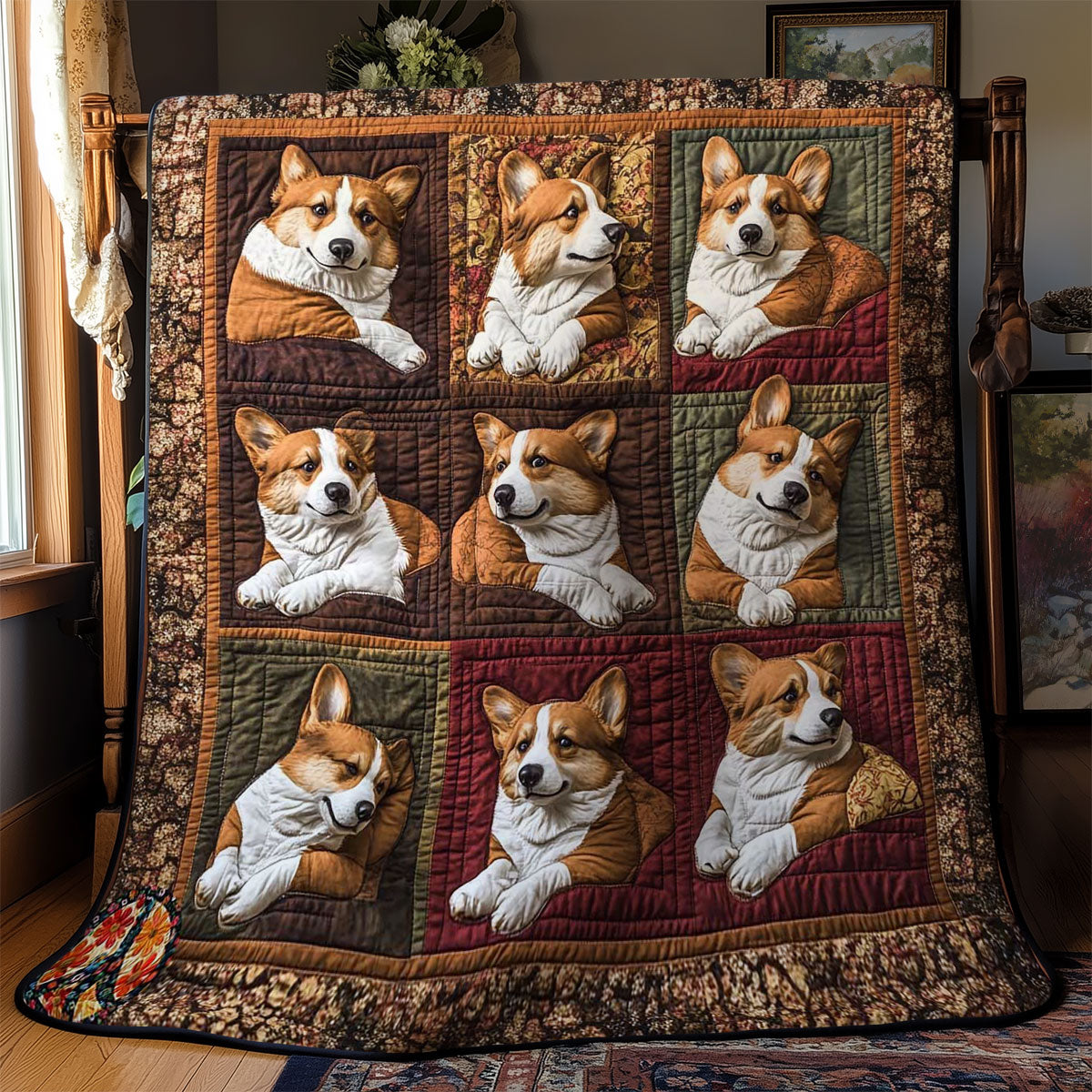 Sleepy Corgi Corner WN0411068CL Quilt