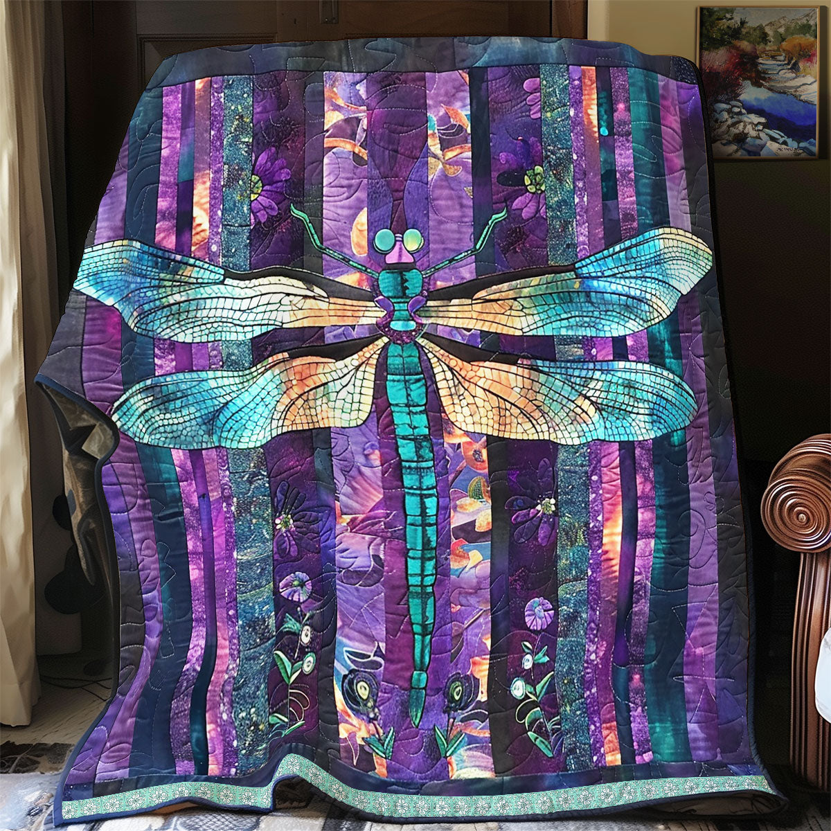 Dragonfly Purple Patchwork WP0609016CL Quilt