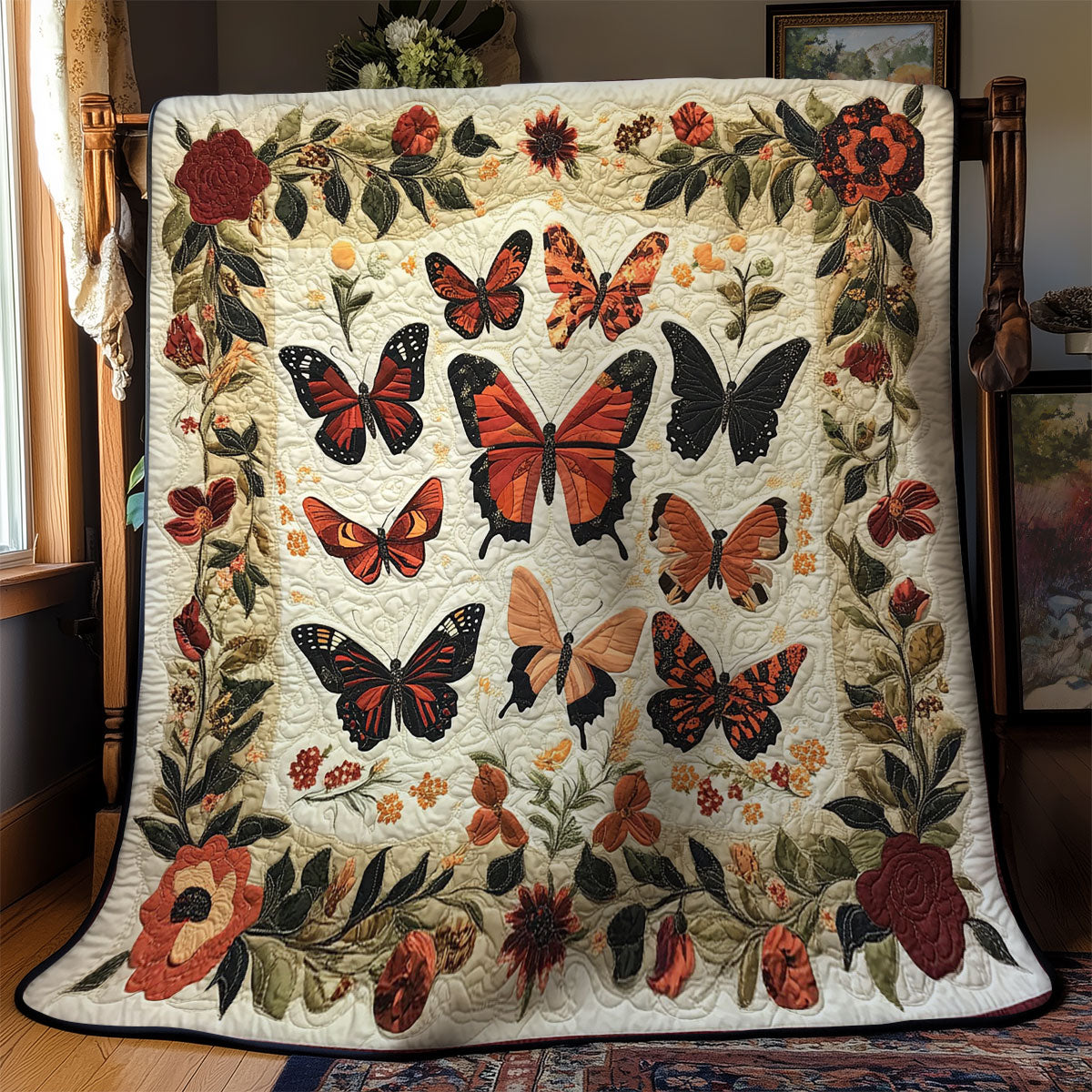 Colorful Butterfly In Garden WY1502030CL Quilt
