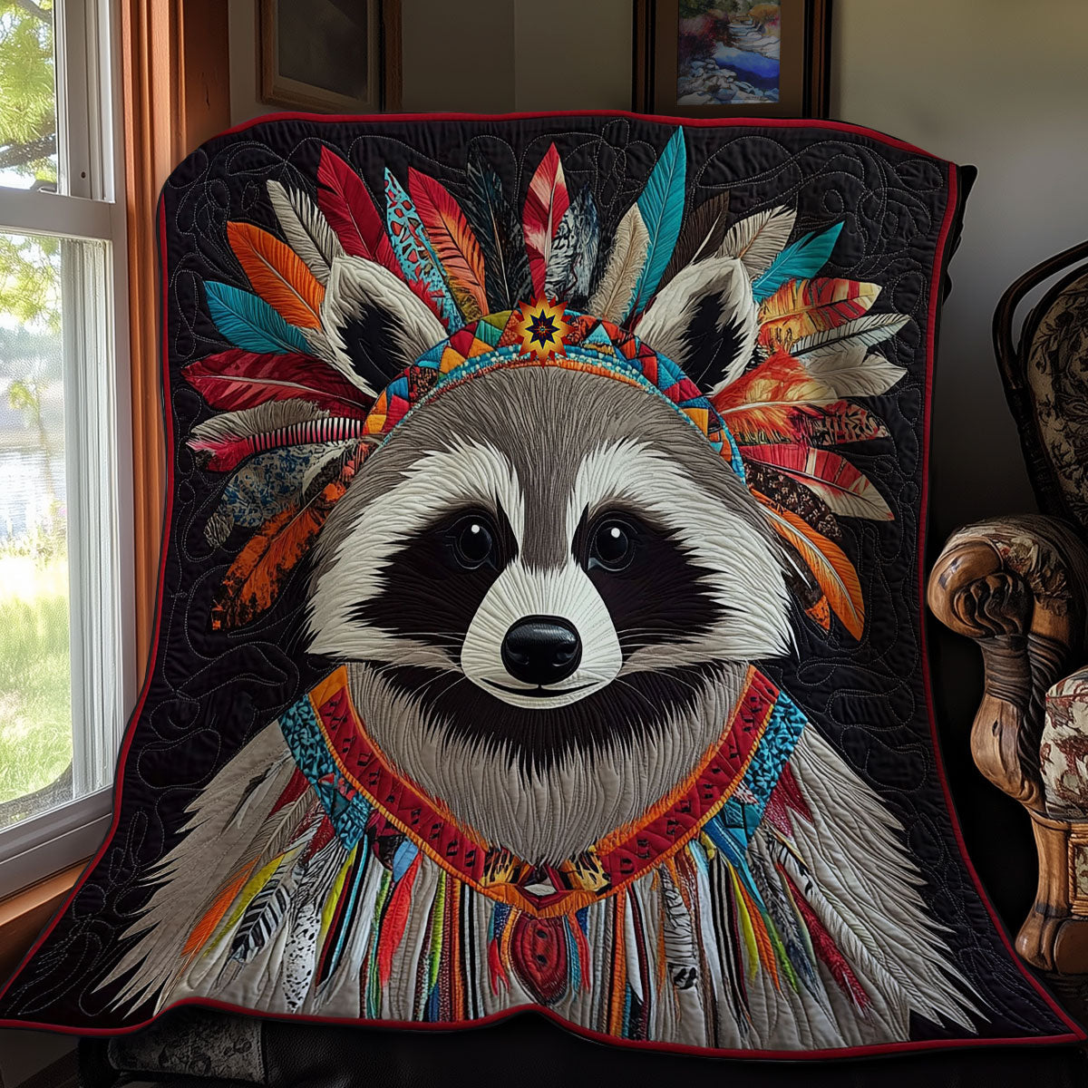 Native American Raccoon WY1012039CL Quilt