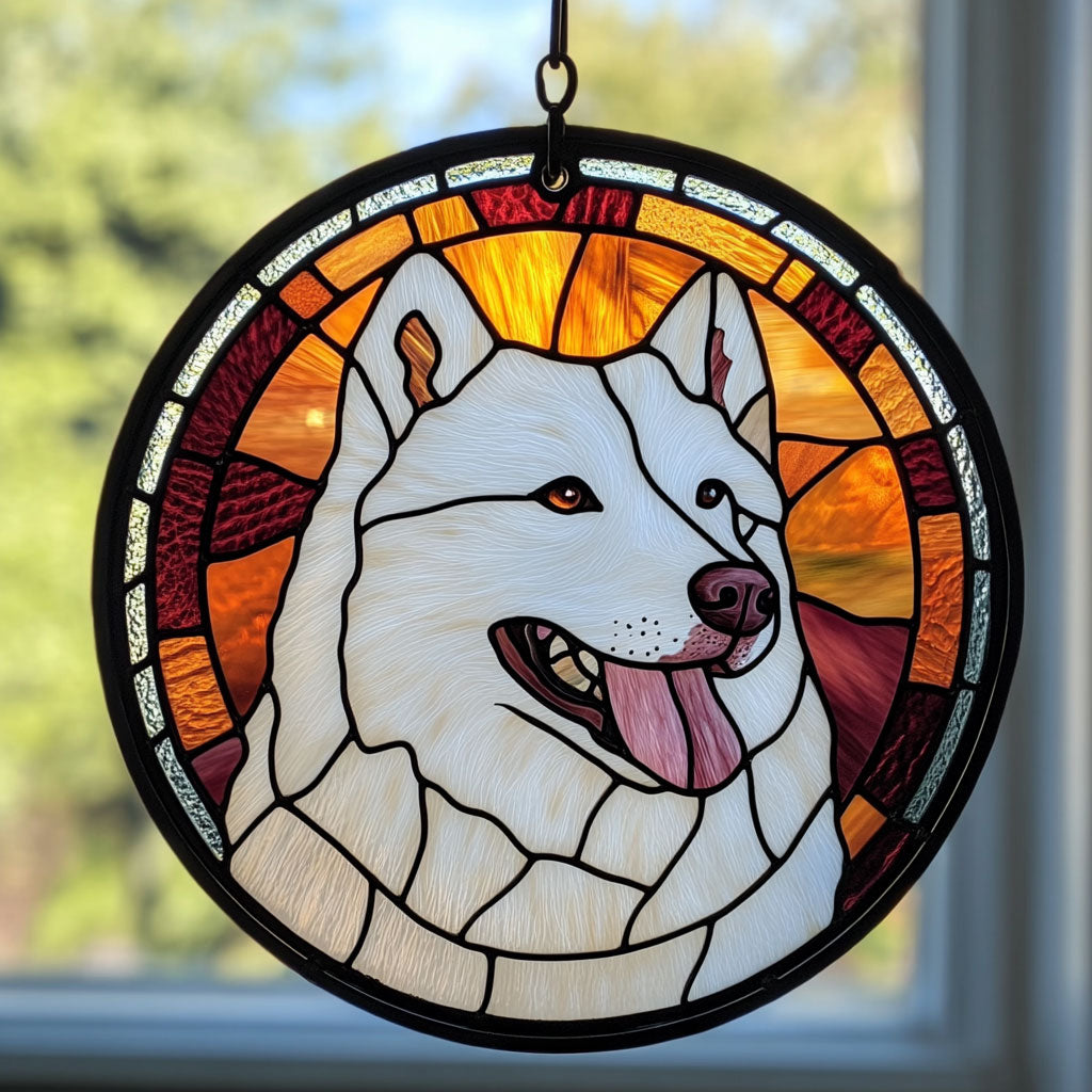 Samoyed WJ1411048CL Stained Glass Suncatcher