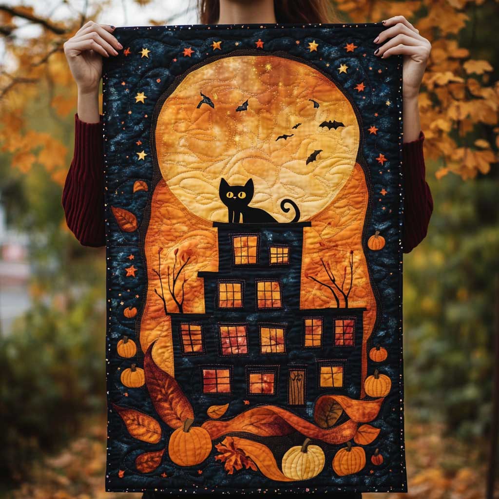 Halloween Moon Cat WP1909002CL Quilted Table Runner