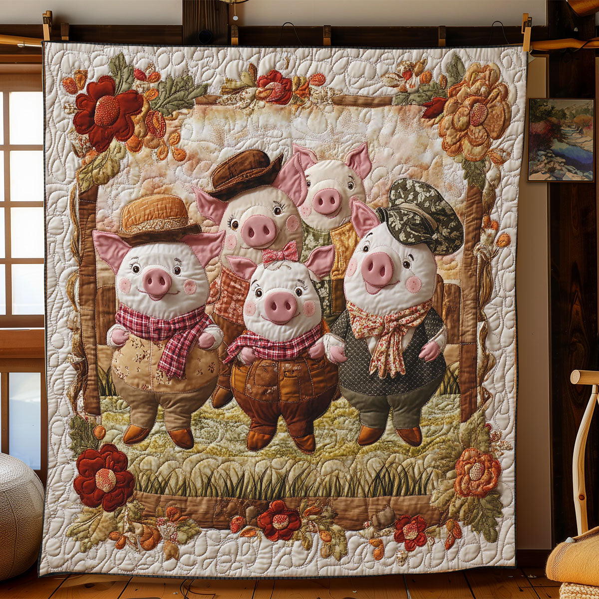 Rustic Piglet Charm WJ1403033CL Quilt