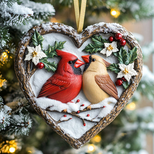 Holly Heart Cardinal WN2110061CL Christmas Ornament