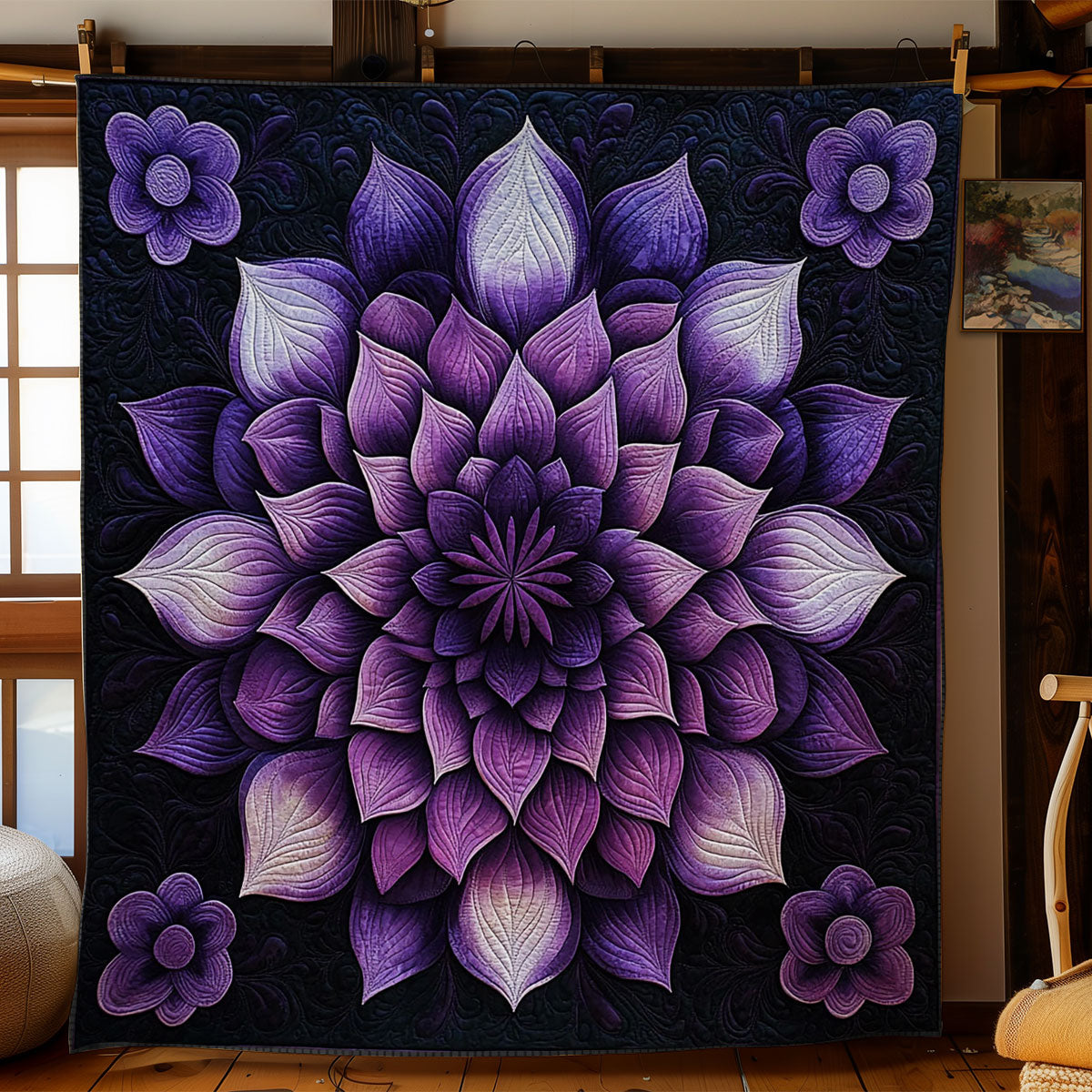 Purple Flower WY0801046CL Quilt