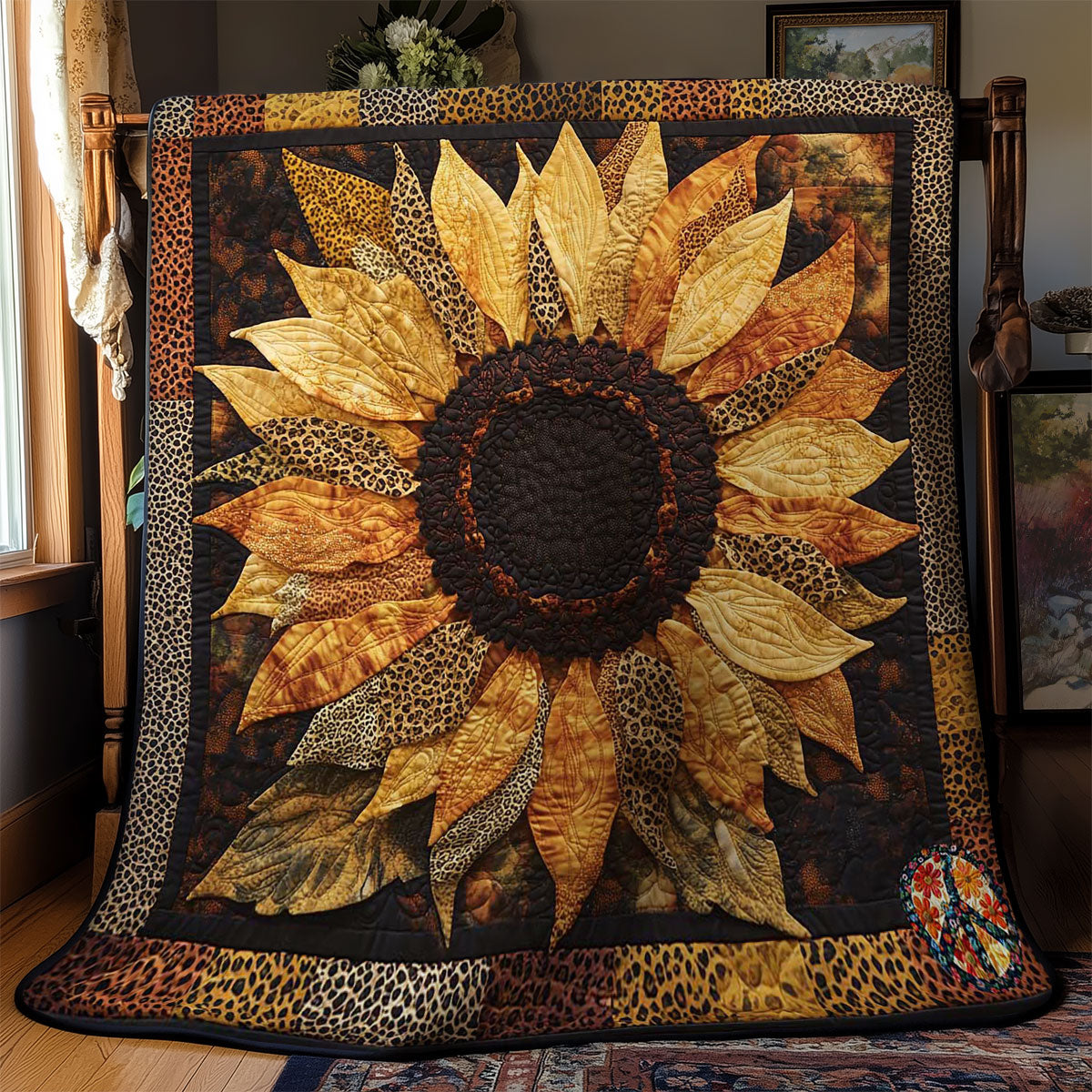 Earthy Leopard Sunflower WN2111057CL Quilt