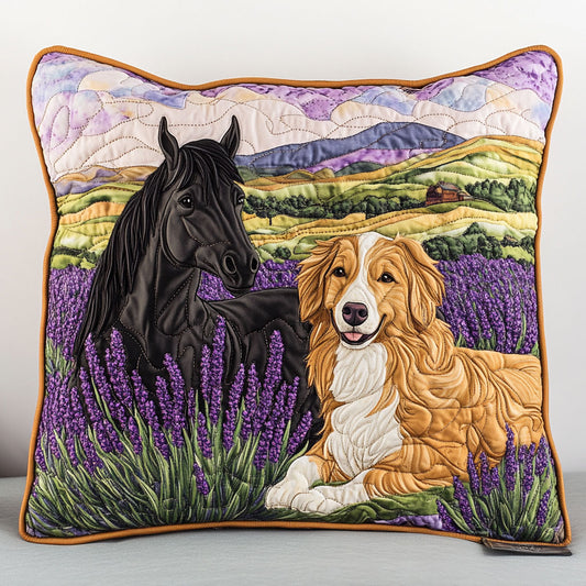 Black Horse And Collie WT1403052CL Quilt Pillow Case