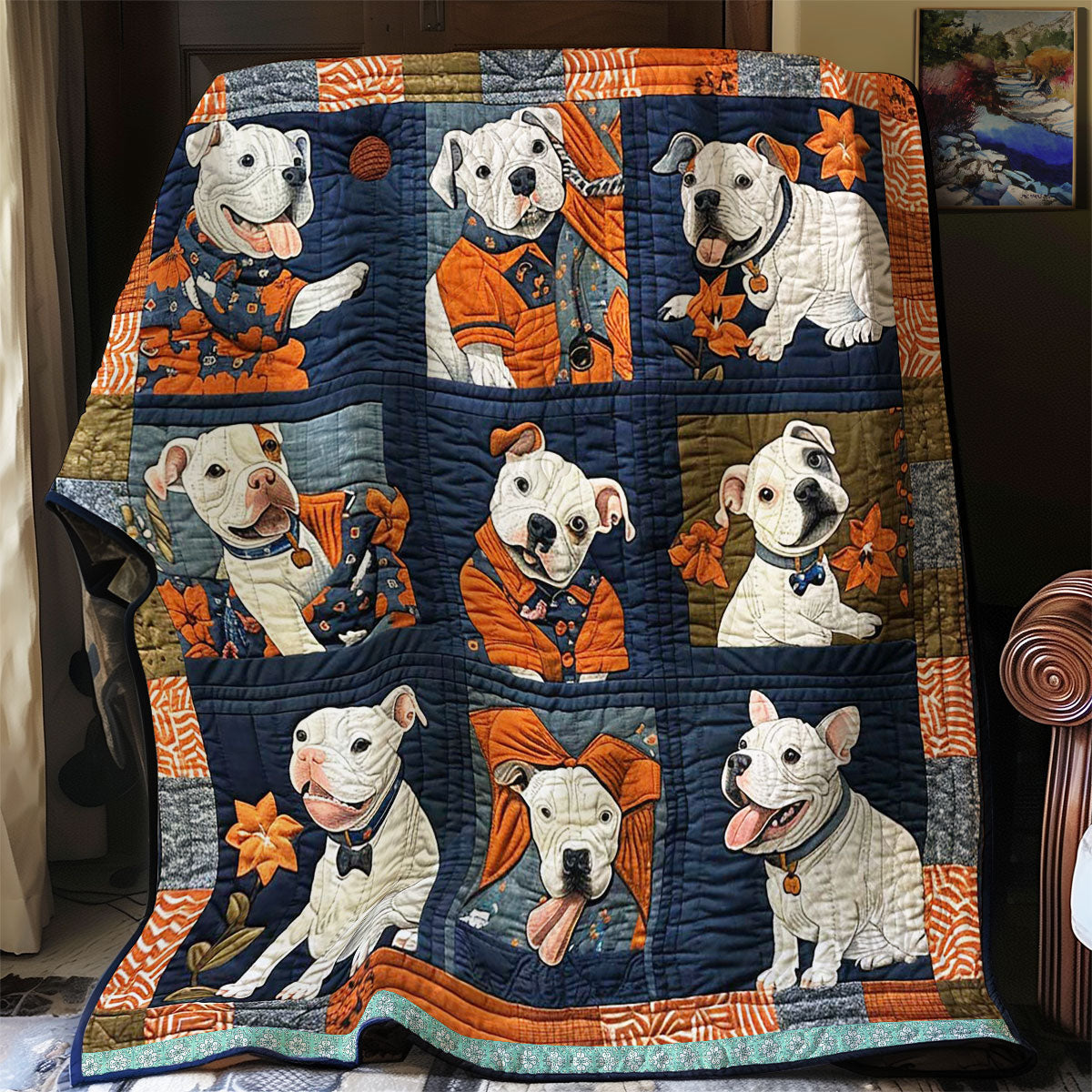 Bull Terriers Cheerful WN1209026CL Quilt