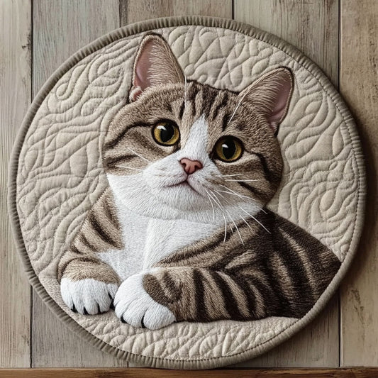 Laying Cute Cat CP2304001CL Quilted Round Mat