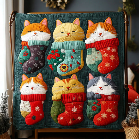 Christmas Socks Sleep Cat WY1610005CL Quilt