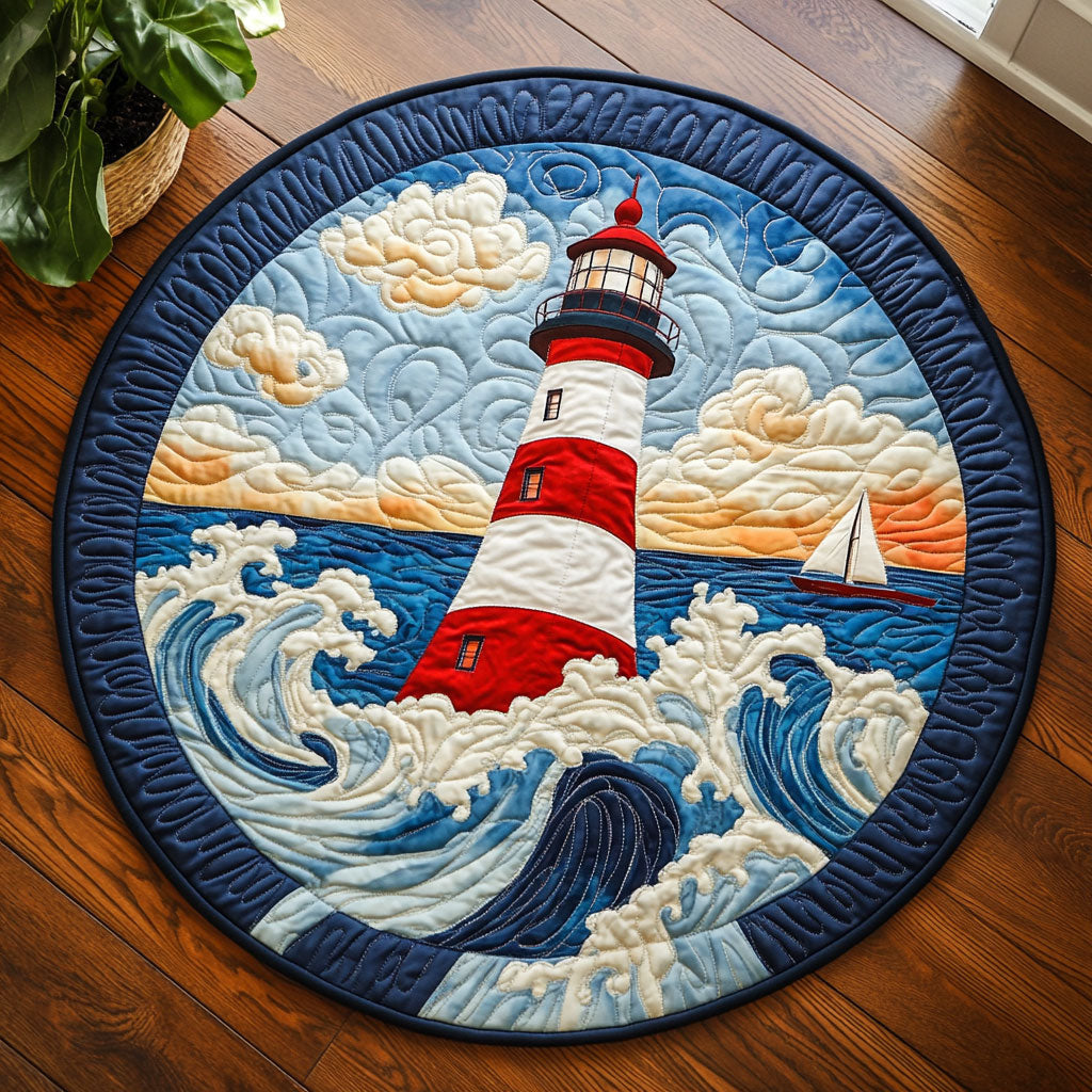 Stormy Lighthouse CW1705216CL Quilted Round Mat