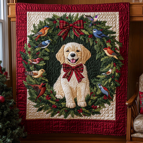 Golden Christmas Wreath WX0211016CL Quilt