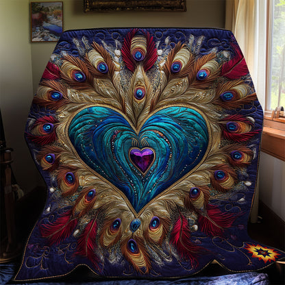 Royal Peacock Feather Heart WY1012048CL Quilt