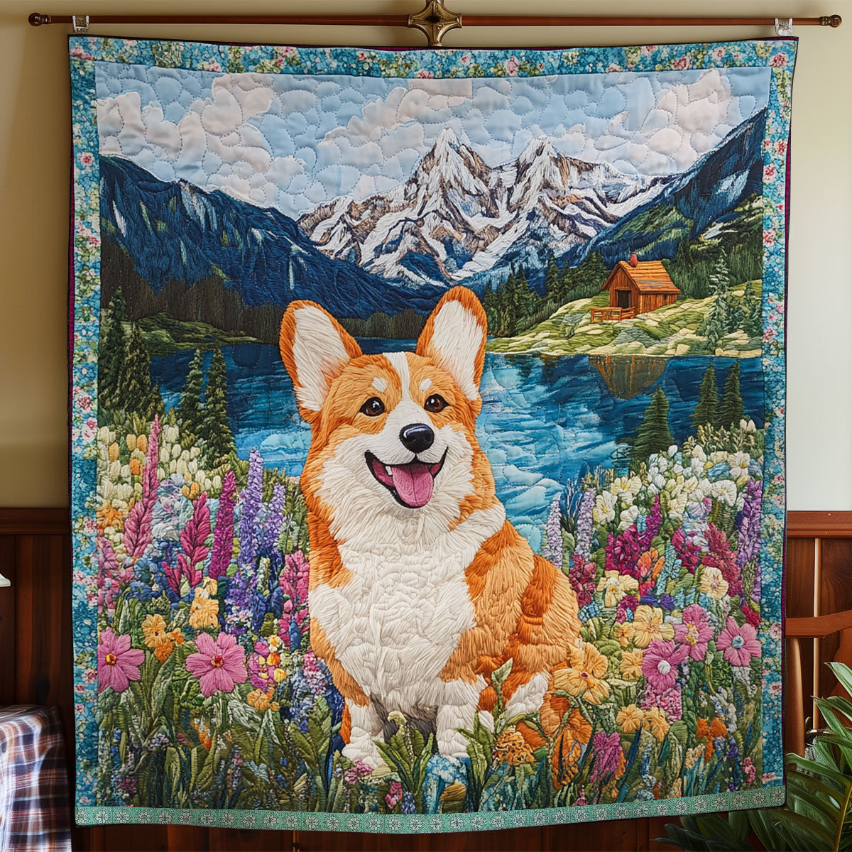 Happy Corgi WX1312026CL Quilt