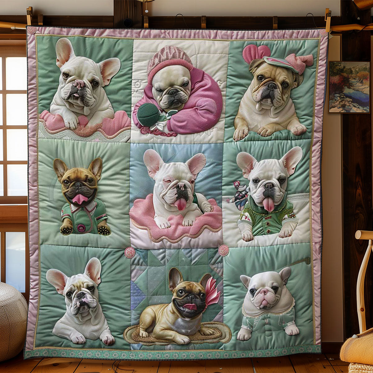 French Bulldogs Funny WN1209031CL Quilt