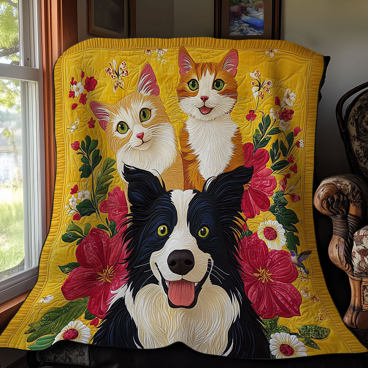 Happy Cat And Dog WY0212040CL Quilt