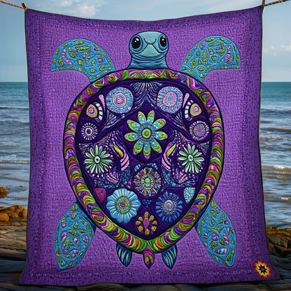 Purple Flower Turtle WY0111011CL Quilt