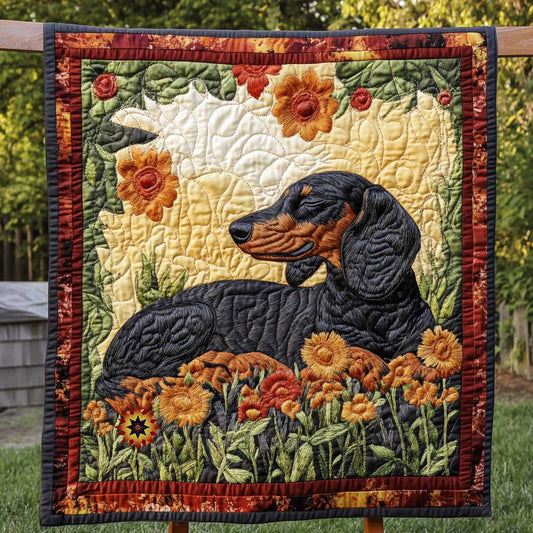 Chilling Garden Dachshund WP0110010CL Quilt