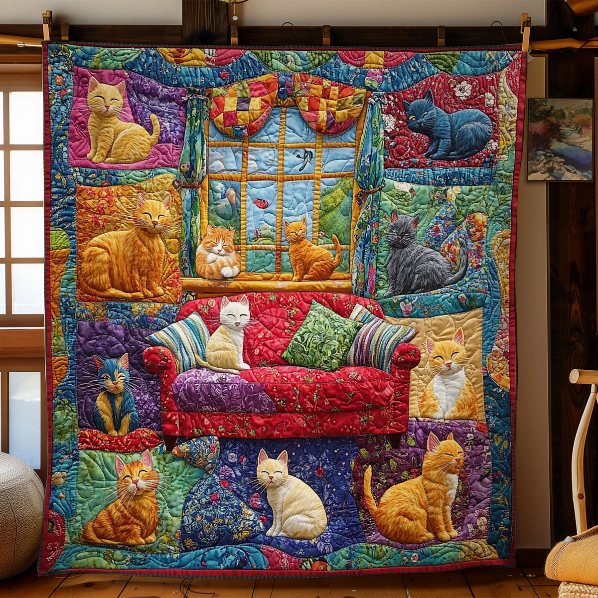 Cozy Family Cat WY1811049CL Quilt